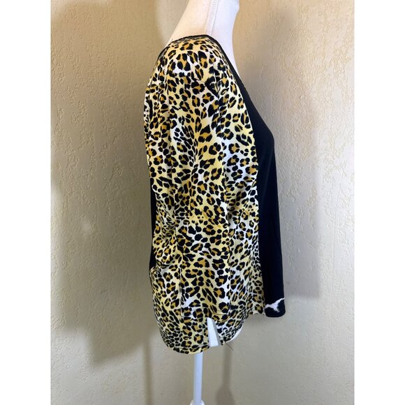 Valentina Womens Leopard Print 3/4 Sleeve Top - Wild Cat Fashion Size L - Picture 5 of 7